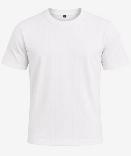 White Ribbed Crew-Neck T-Shirt