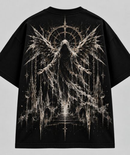 Dark Green Gothic Angel Oversized T-Shirt